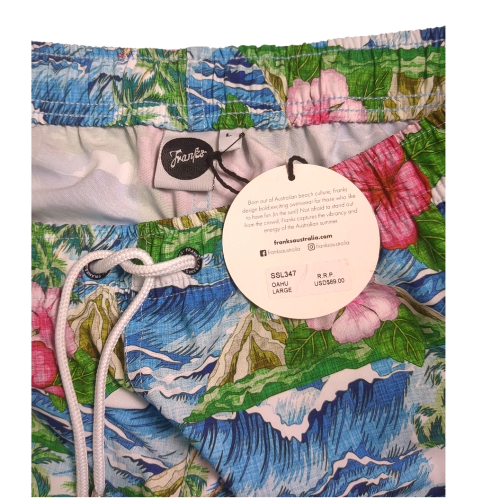 FRANKS AUSTRALIA Oahu Hawaiian Tropical Print Board Shorts SZ L NEW - Picture 4 of 4